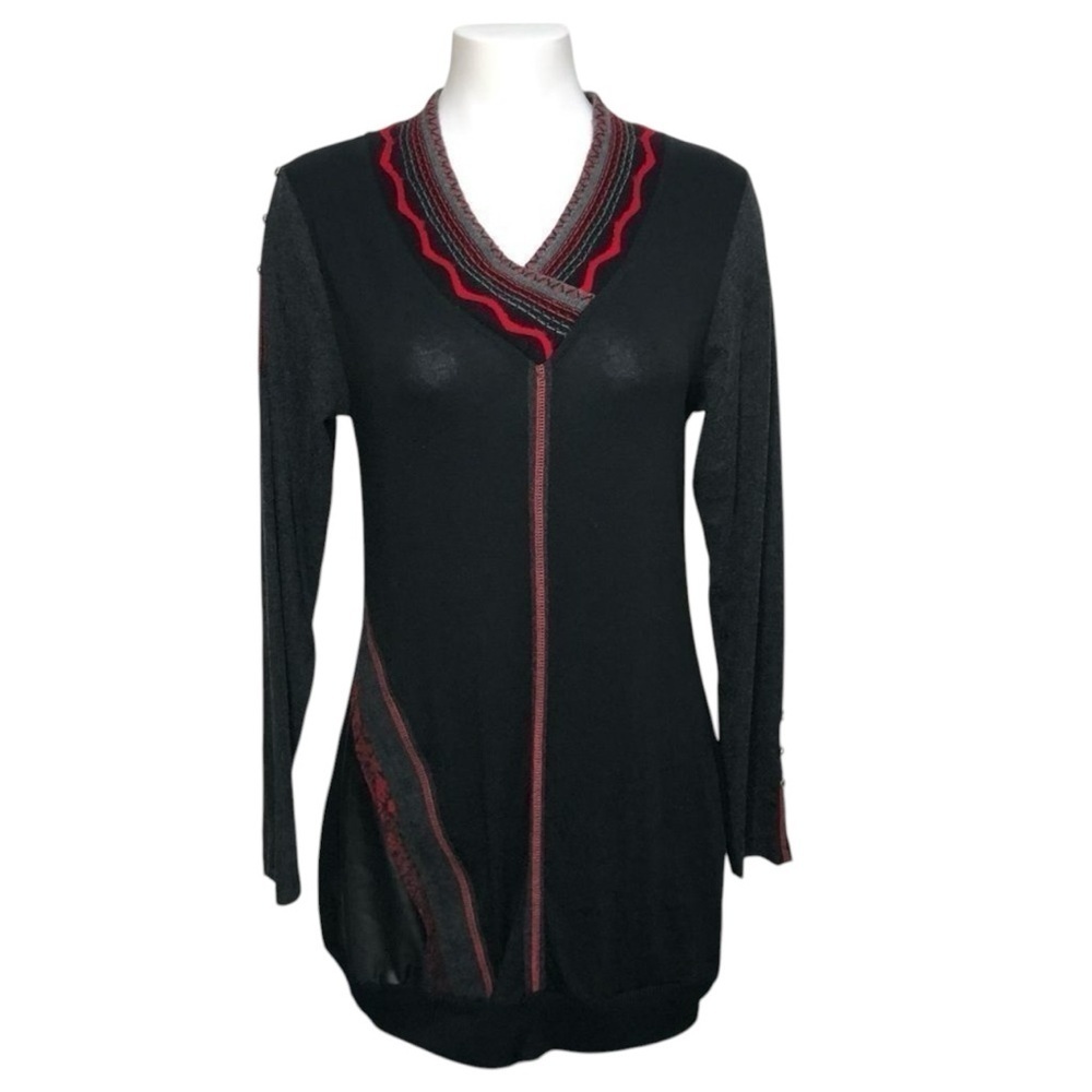 Dolcezza Boho Long Sleeve Vneck Tunic Top Size Medium